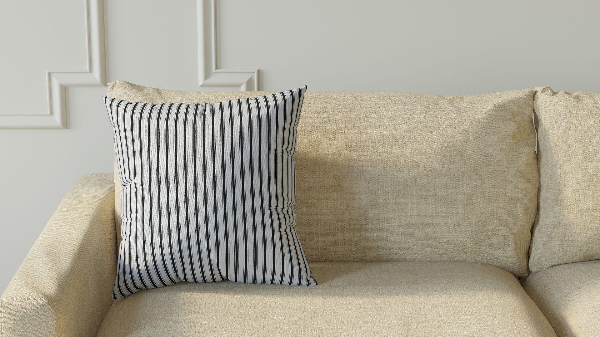 Throw Pillow 18", Black Classic Ticking Stripe, 18" x 18" - Image 2