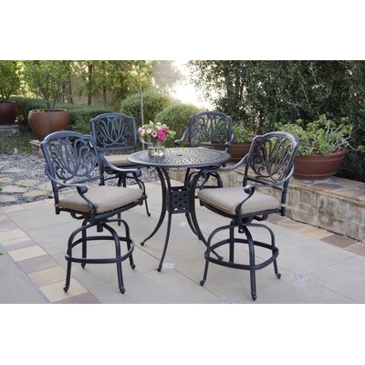 Buhr Round 4 - Person 36" Long Dining Set with Cushions - Image 0