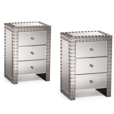 3 - Drawer Nightstand in Silver - Image 0
