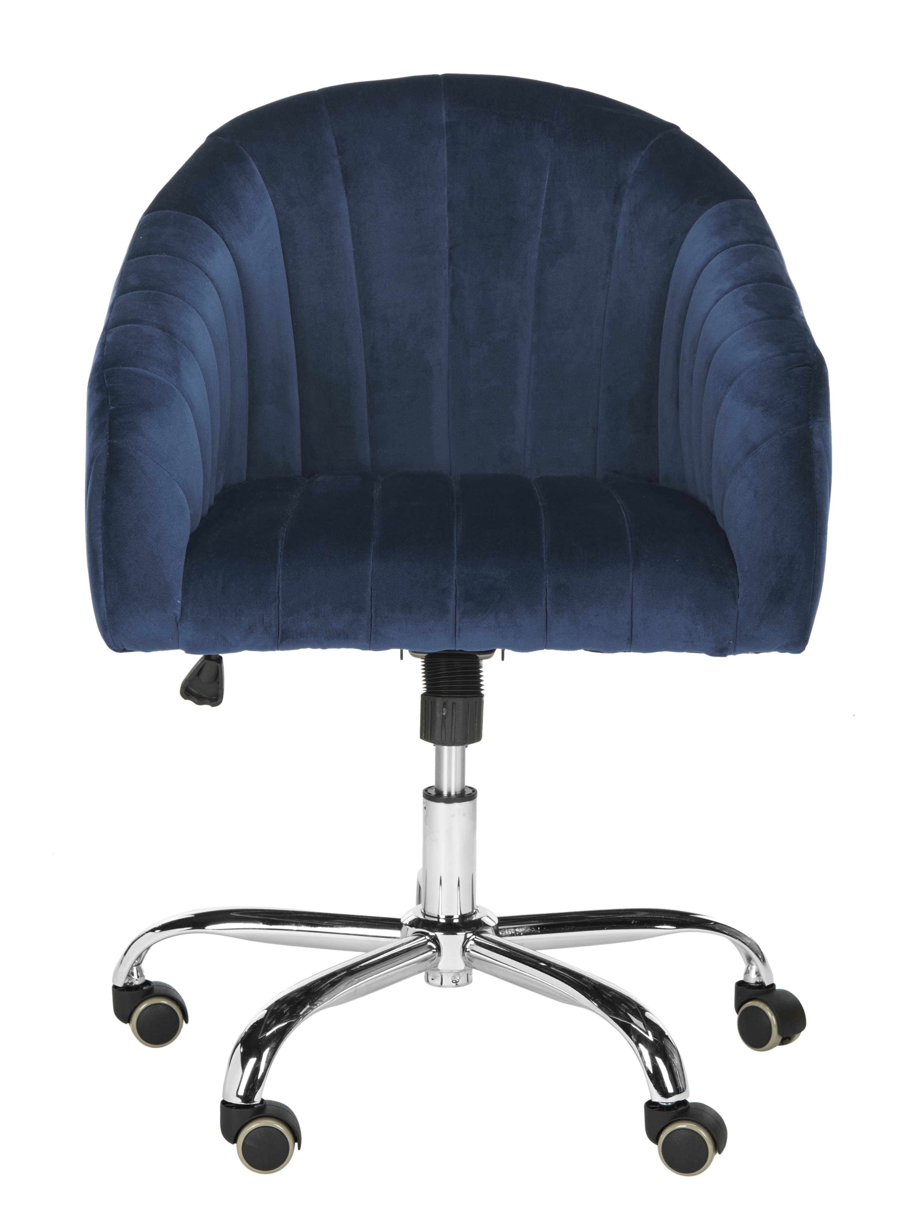 Themis Velvet Chrome Leg Swivel Office Chair - Navy/Chrome - Safavieh - Image 0