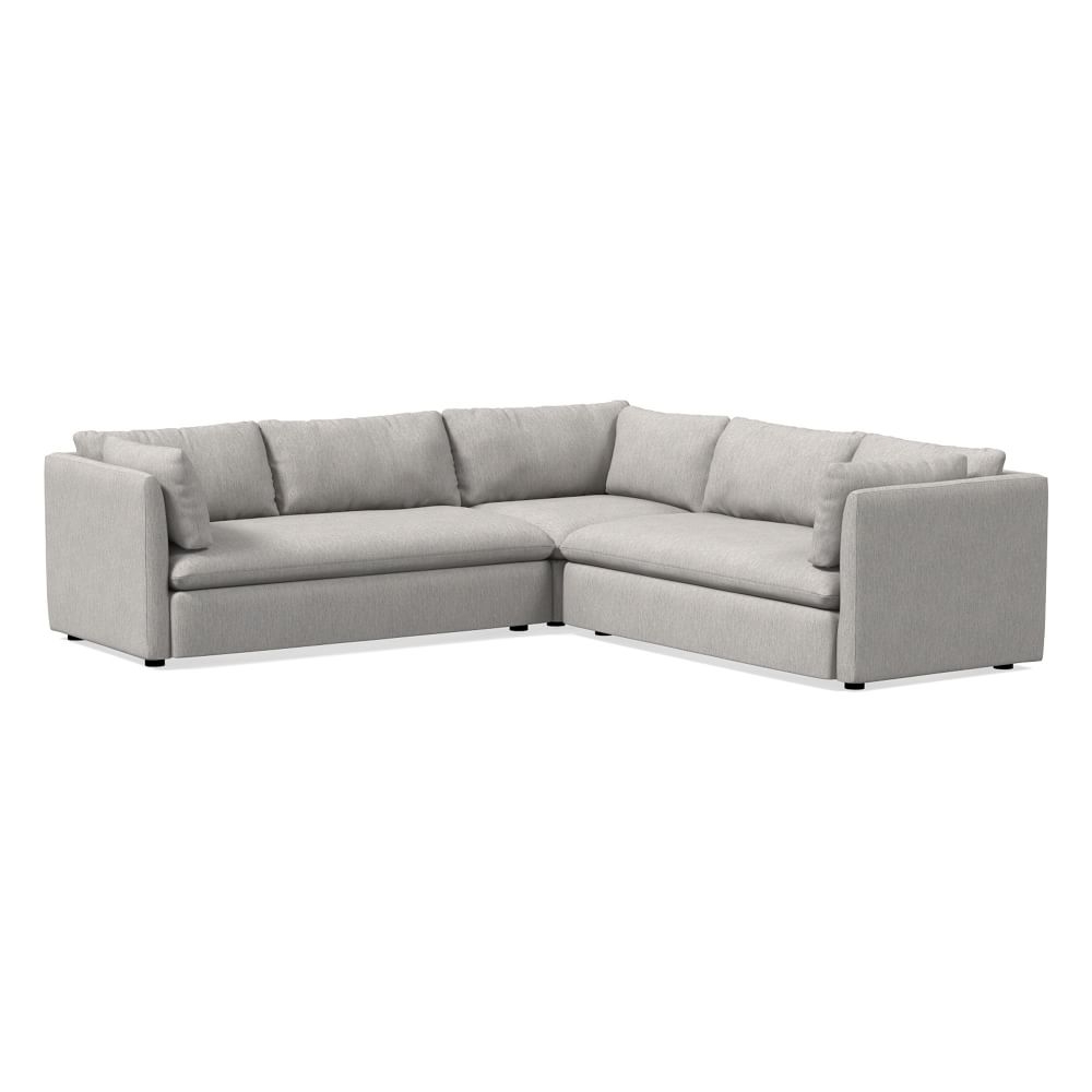 Shelter 106" 3-Piece L-Shaped Sectional, Performance Coastal Linen, Storm Gray - Image 0