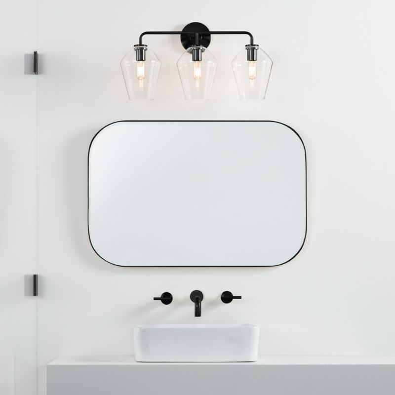 Arren Black 3-Light Wall Sconce with Clear Angled Shades - Image 4