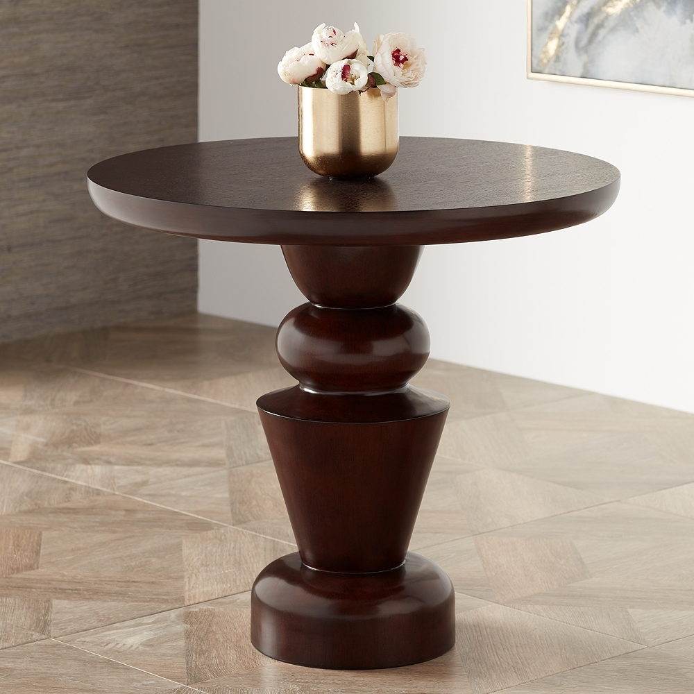 Glenn 30" Wide Oak Veneer Pedestal Table - Image 0
