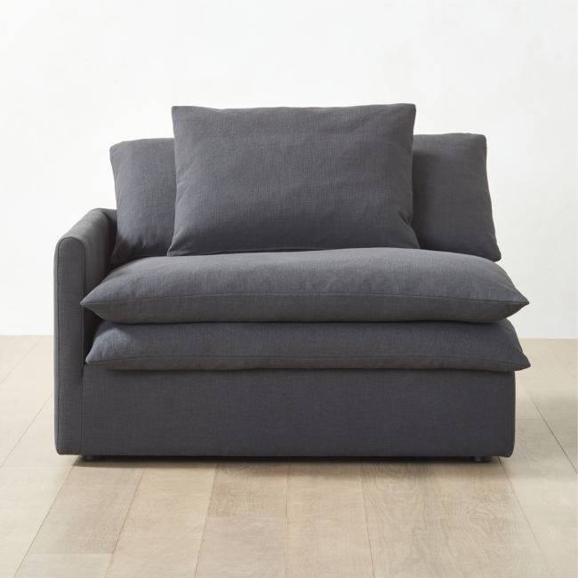 Mattea Charcoal Black Performance Linen Left-Arm Chair - Image 0