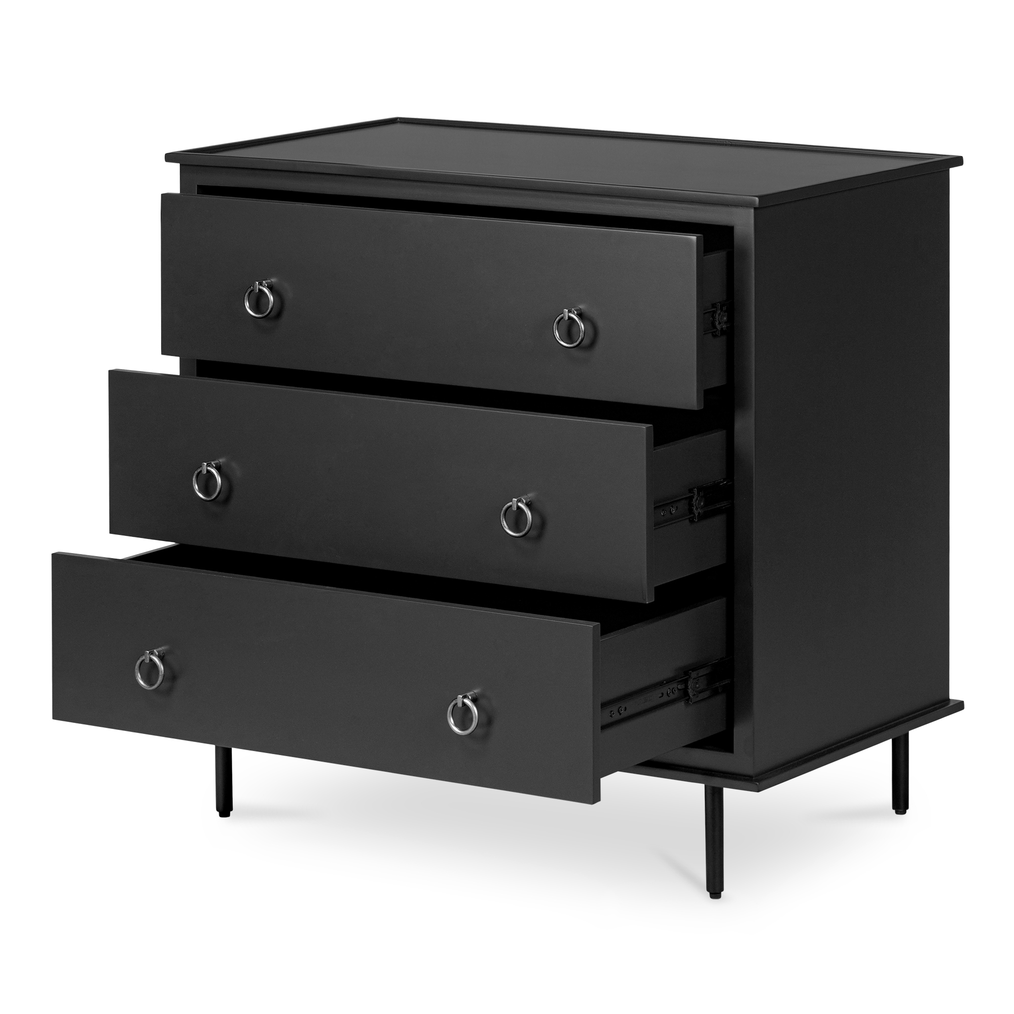 Reagan 3 Drawer Nightstand Black - Image 4