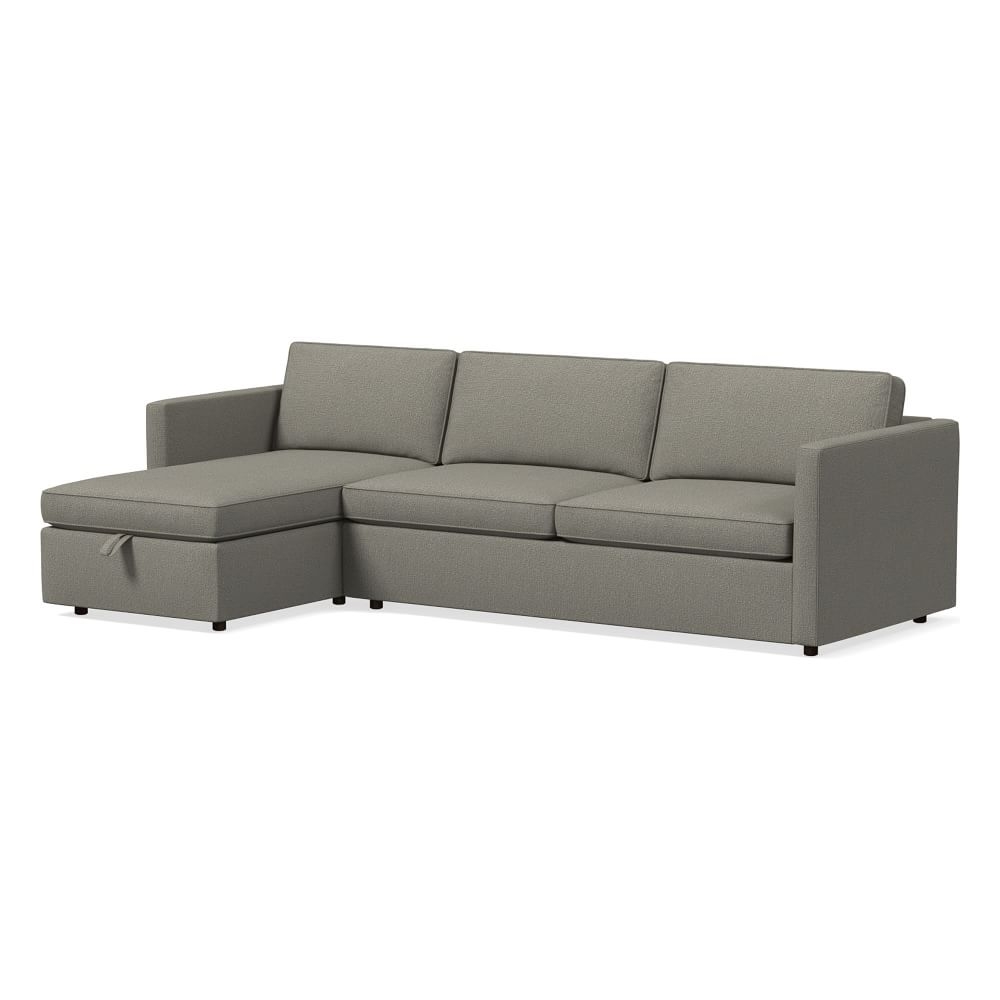 Harris 111" Left Multi Seat 2-Piece Chaise Sectional w/ Storage, Standard Depth, Performance Basketweave, Silver - Image 0