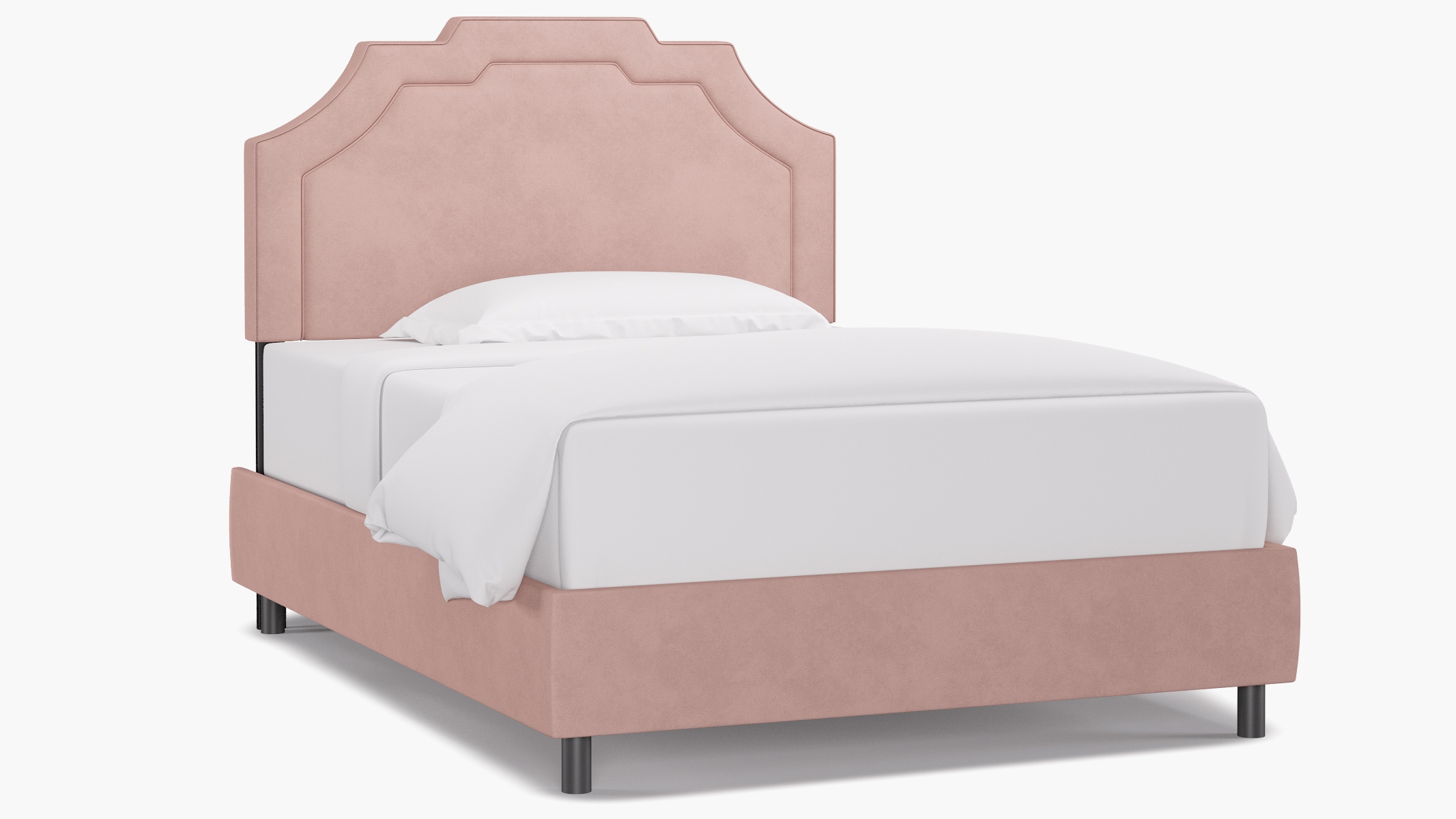Art Deco Bed, Blush Classic Velvet, Full - Image 1