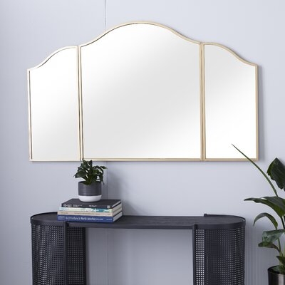 Large Gold Metal Arched Trifold Mirror, 53" X 31" - Image 0