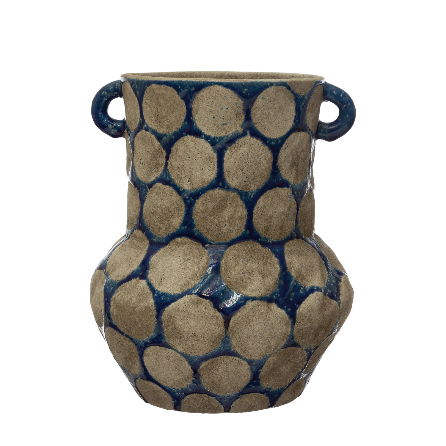 Terra-cotta Vase with Wax Relief Dots and Handles - Image 0