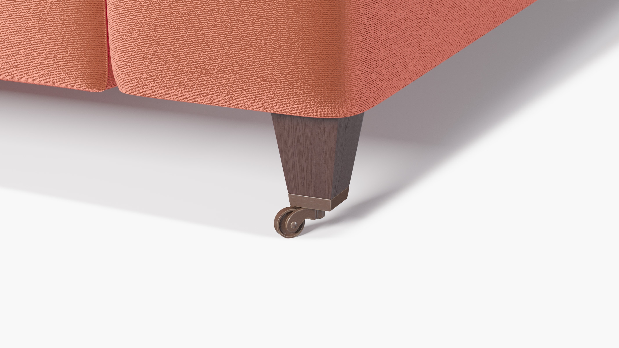 Classic Sofa, Terracotta Performance Velvet, Espresso with Antique Brass Caster - Image 1