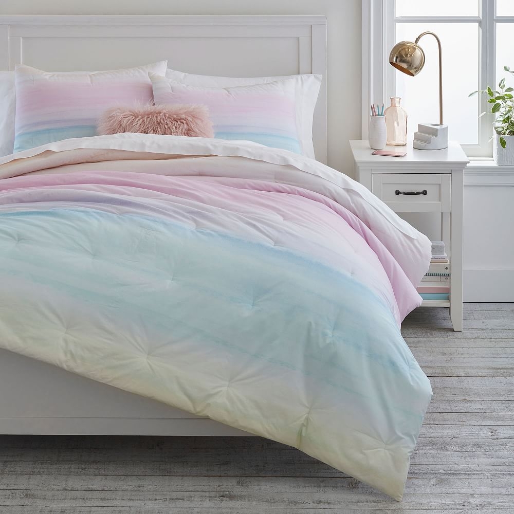 Watercolor Rainbow Comforter, Full/Queen, Pastel Multi - Image 0