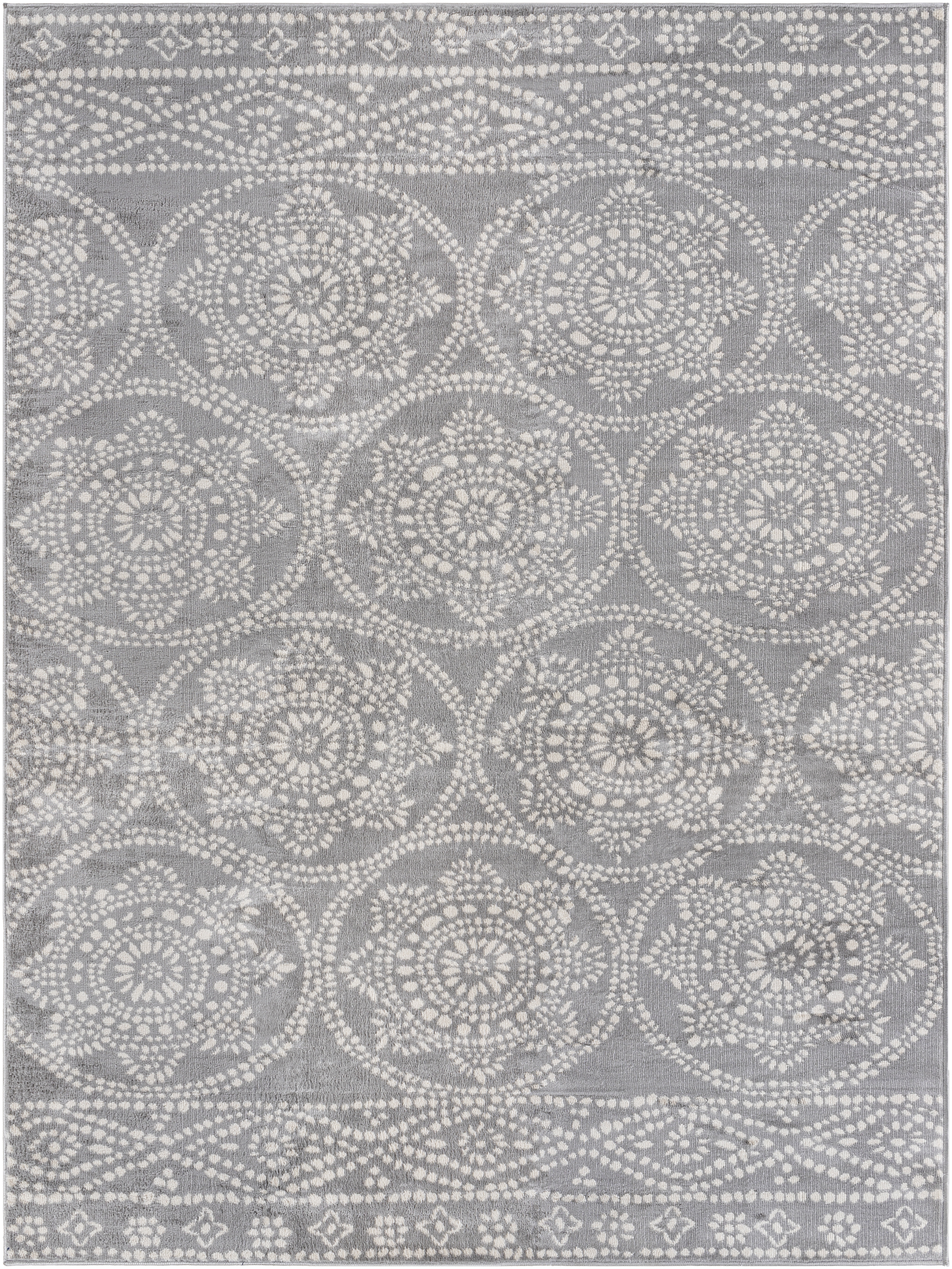Roma Gray Indoor 6'7" x 9' Machine Woven Rug - Image 0