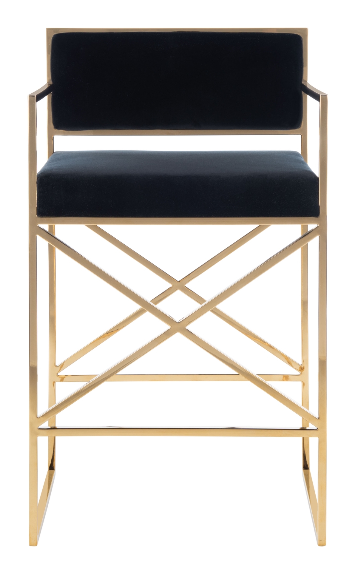 Kian Velvet Directors Counter - Black/Gold - Image 0