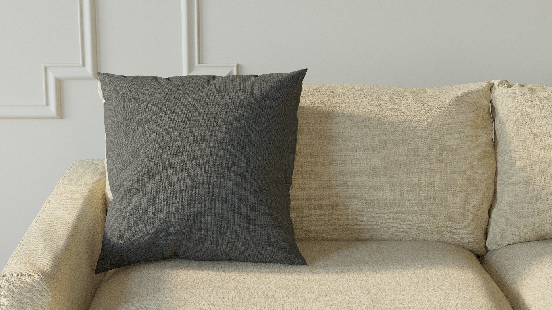 Throw Pillow 20", Grey Linen, 20" x 20" - Image 2