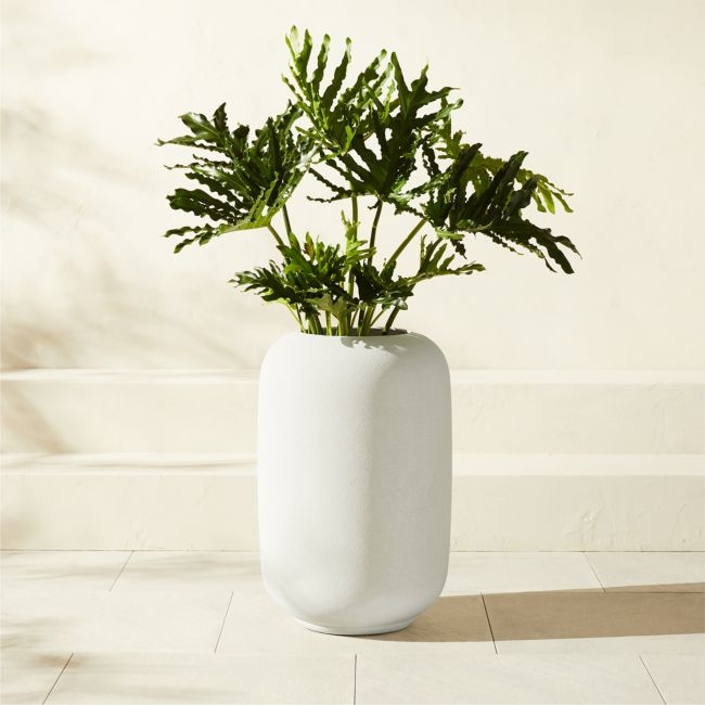 Anique Round White Cement Indoor/Outdoor Planter Tall - Image 0