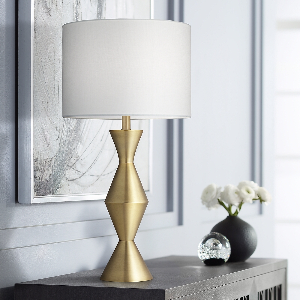 Elka Brass Finish Metal Modern Table Lamp - Image 1