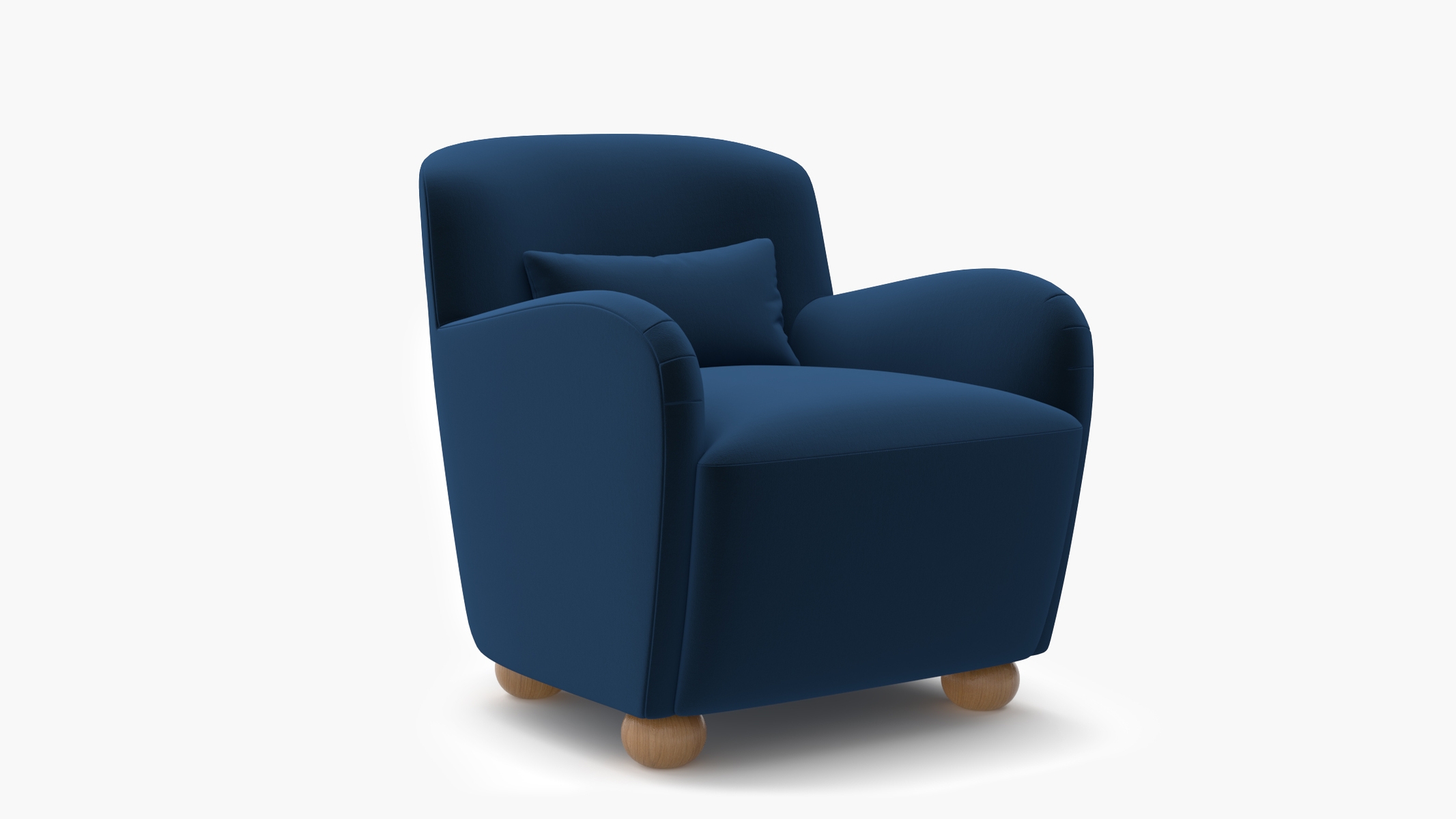 Club Chair, Royal Performance Velvet, Natural Bun Foot - Image 1