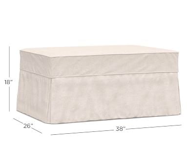 Charleston Slipcovered Ottoman, Polyester Wrapped Cushions, Park Weave Ivory - Image 2
