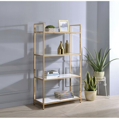 Bookshelf In White High Gloss & Gold - Image 0