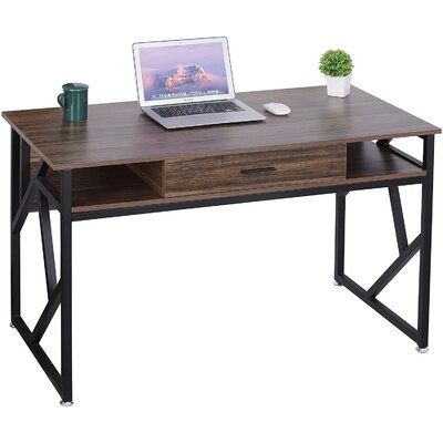17 Stories 47 Inch Computer Desk Home Office Desk Laptop PC Table With Drawer Wood Grain - Image 0