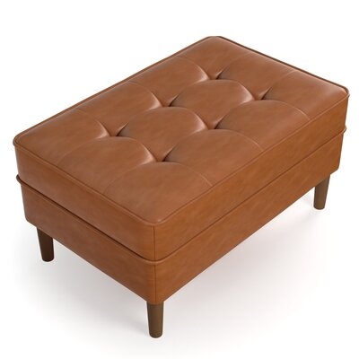 Geo 31.5" Wide Genuine Leather Tufted Rectangle Cocktail Ottoman - Image 0