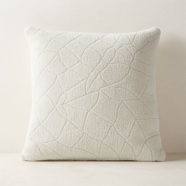 Arman Warm White Cotton Chenille Throw Pillow with Feather-Down Insert 20"x20" - Image 0