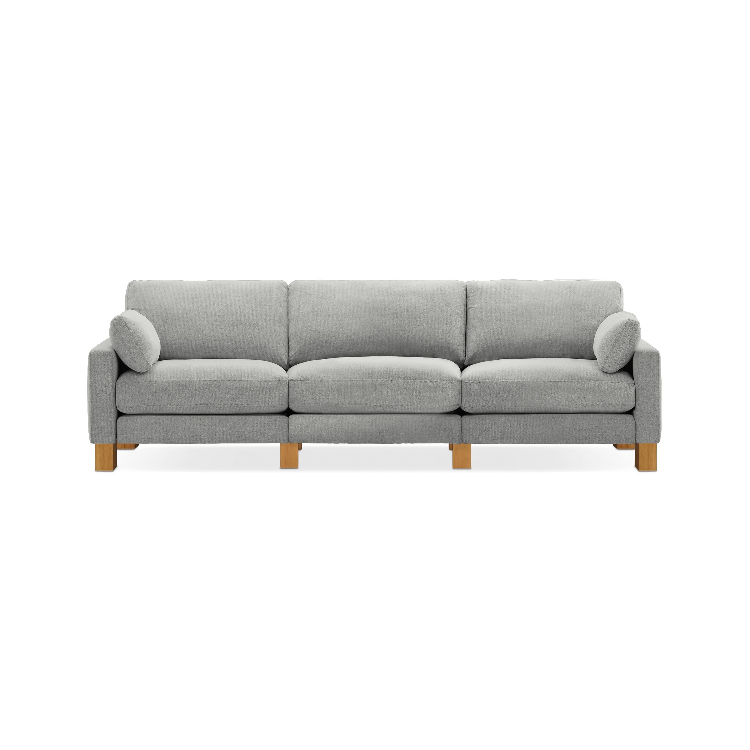 Union 3-Seat Sofa - Crushed Gravel - Performance Chenille / Oak - Wood / Square Leg - Image 0