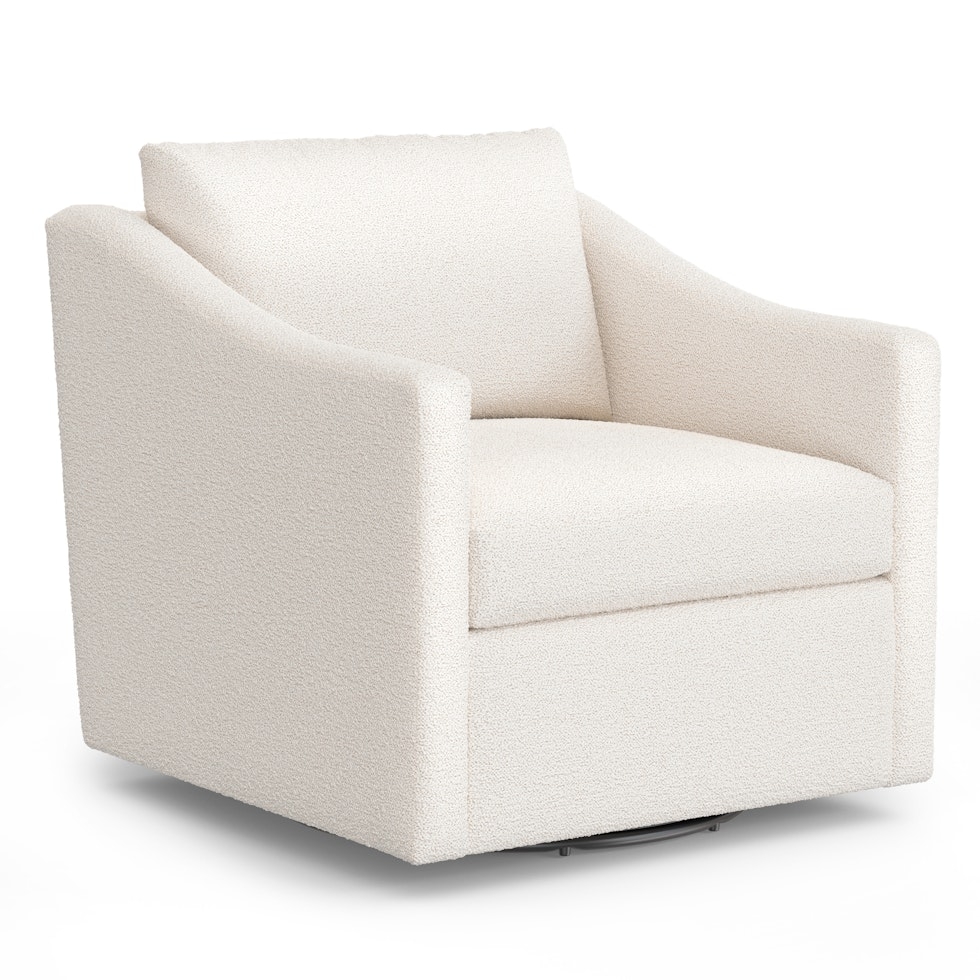 Landry 32.25" Swivel Lounge Chair - Ivory Wool Bouclé - Image 0