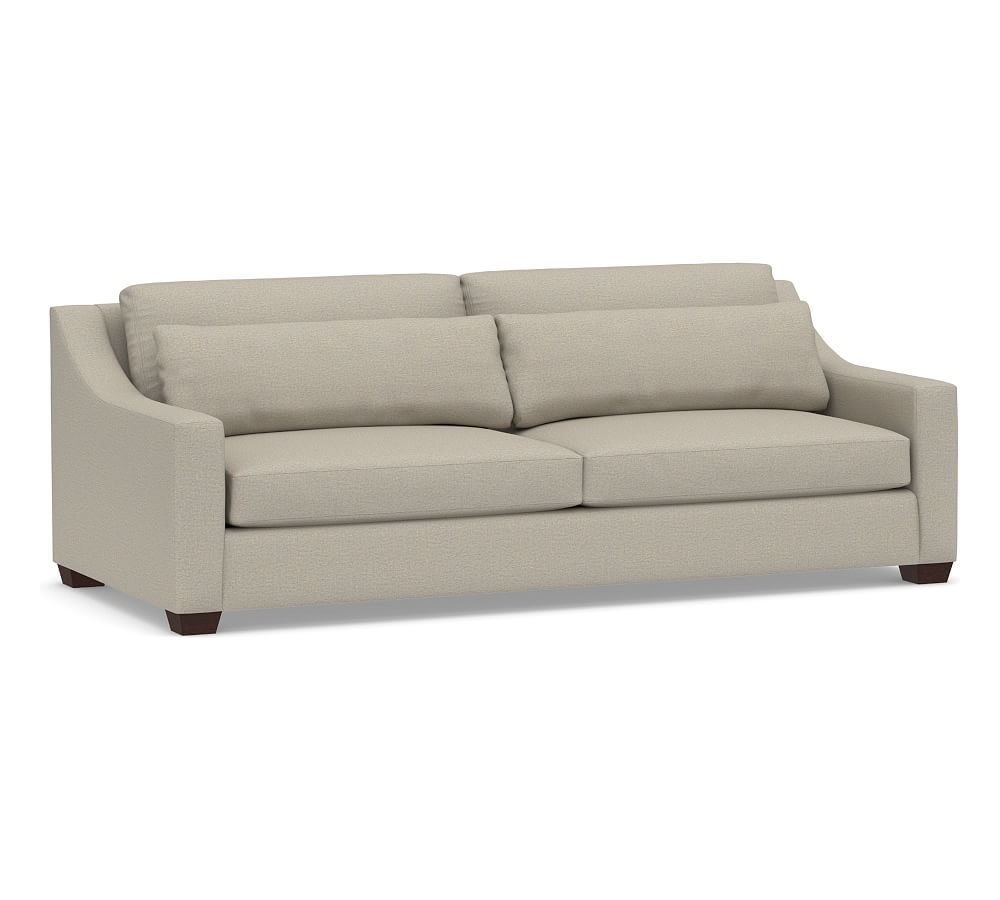York Slope Arm Upholstered Deep Seat Grand Sofa 95" 2-Seater, Down Blend Wrapped Cushions, Performance Boucle Fog - Image 0