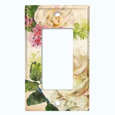 Metal Light Switch Plate Outlet Cover (Flower White Rose 1 - Single Rocker) - Image 0