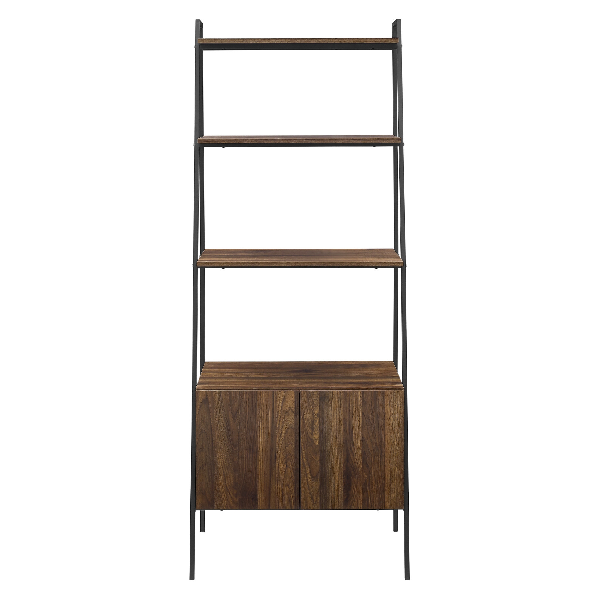 72" Industrial Wood Ladder Bookcase - Dark Walnut - Image 0
