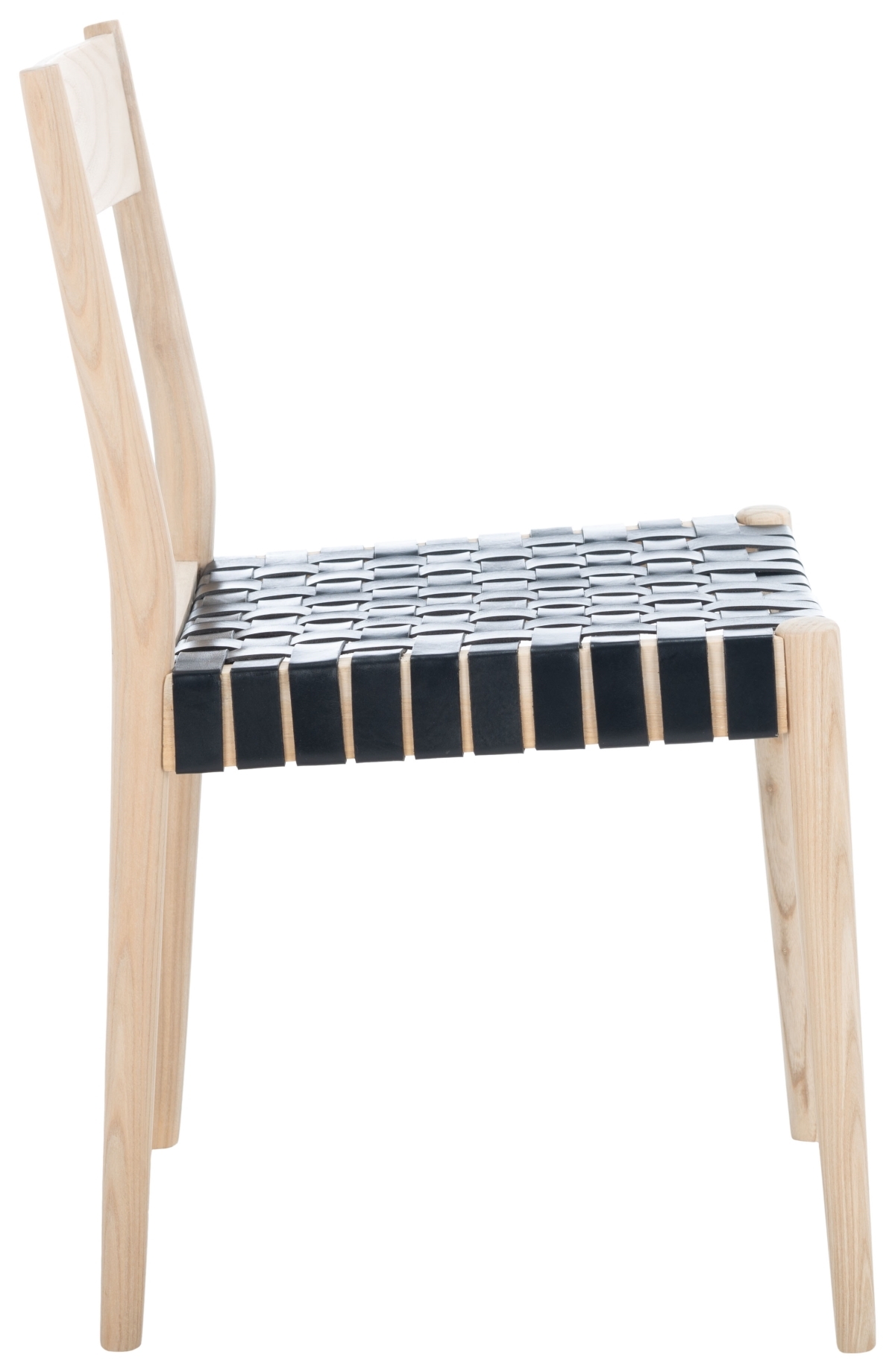 Eluned Leather Dining Chair - Black / Natural - Safavieh - Image 5