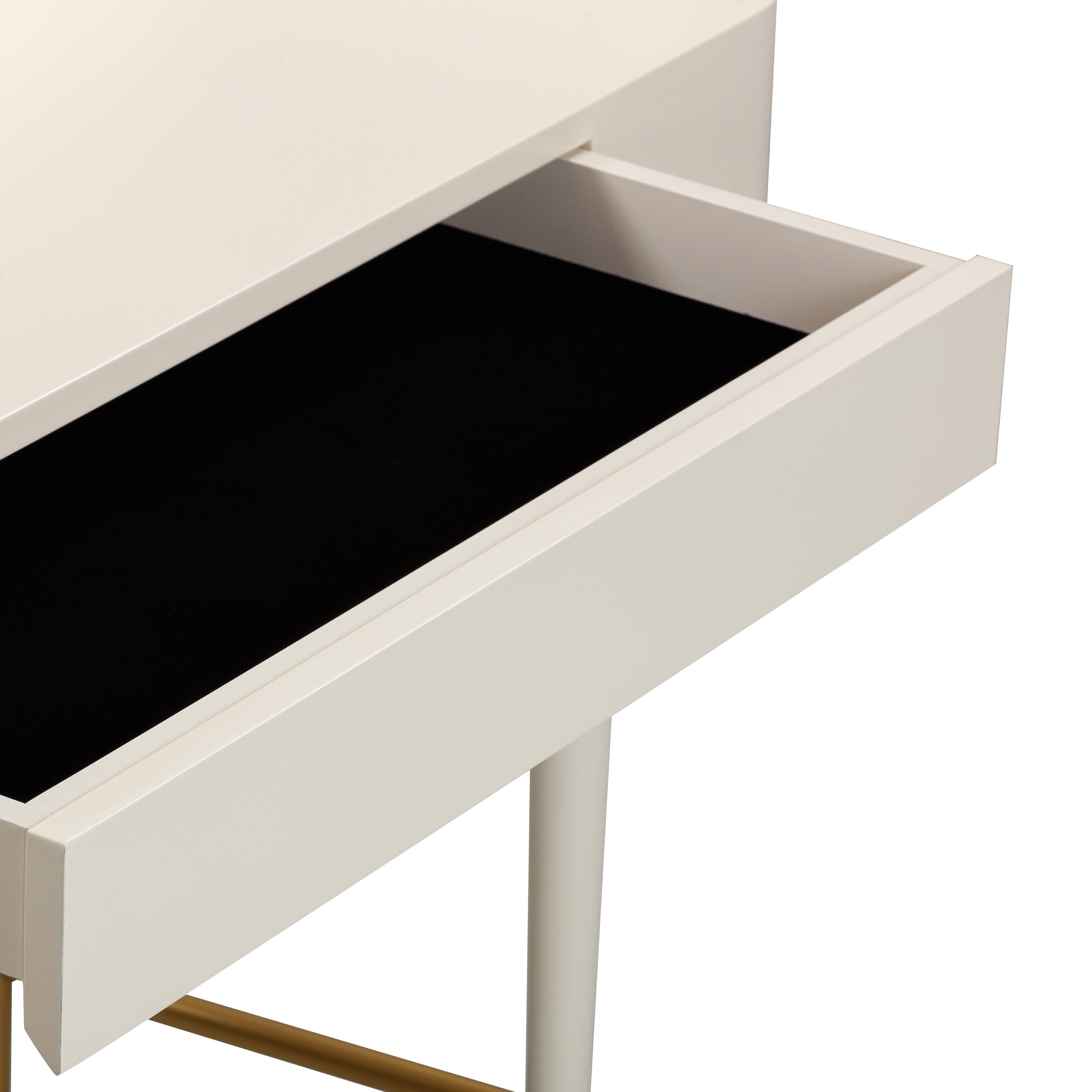 Penelope Cream Vegan Leather Wrapped Vanity Desk - Image 5