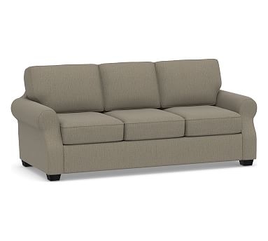 SoMa Fremont Roll Arm Upholstered Grand Sofa 81", Polyester Wrapped Cushions, Chenille Basketweave Taupe - Image 0