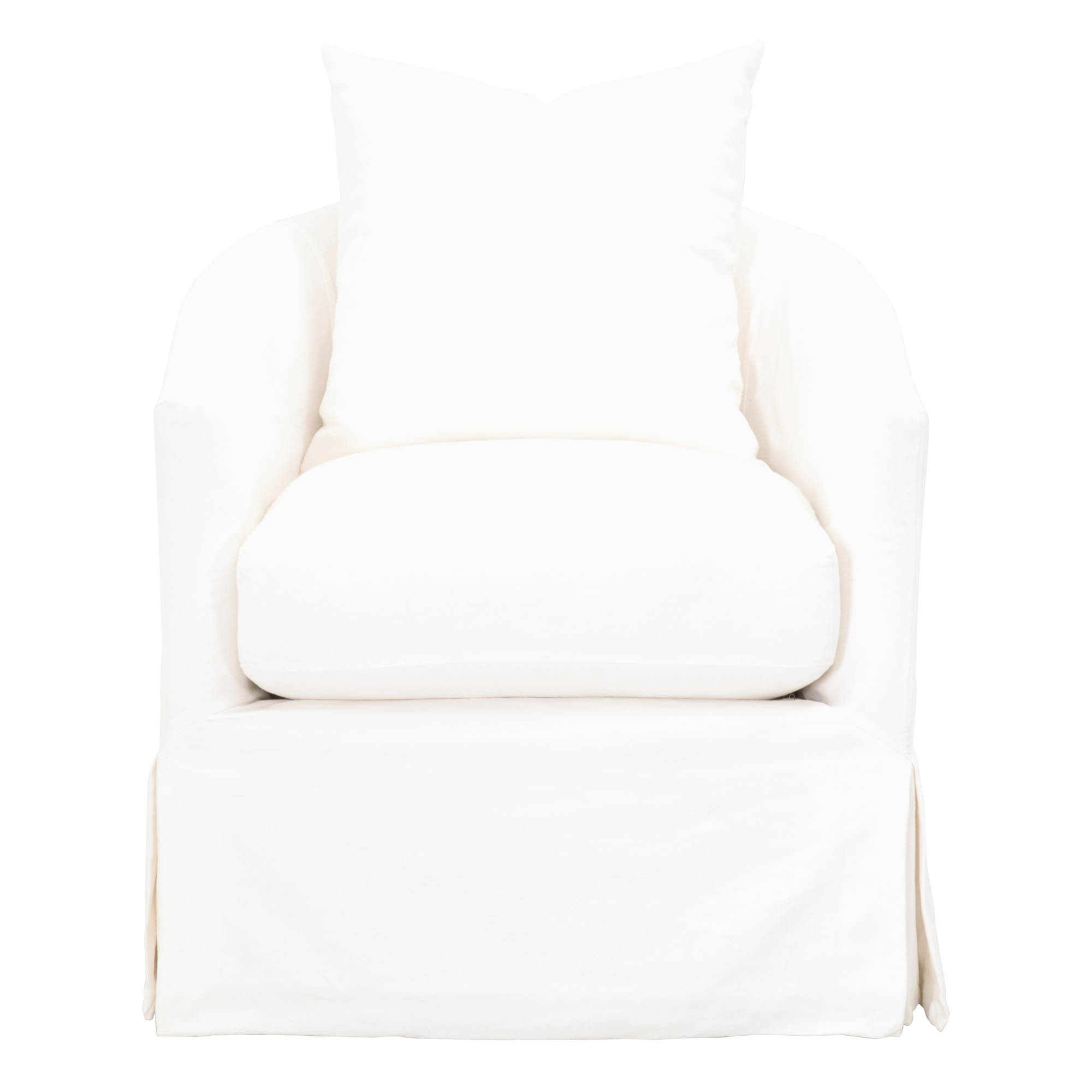 Faye Slipcover Swivel Club Chair, Cream Crepe - Image 0