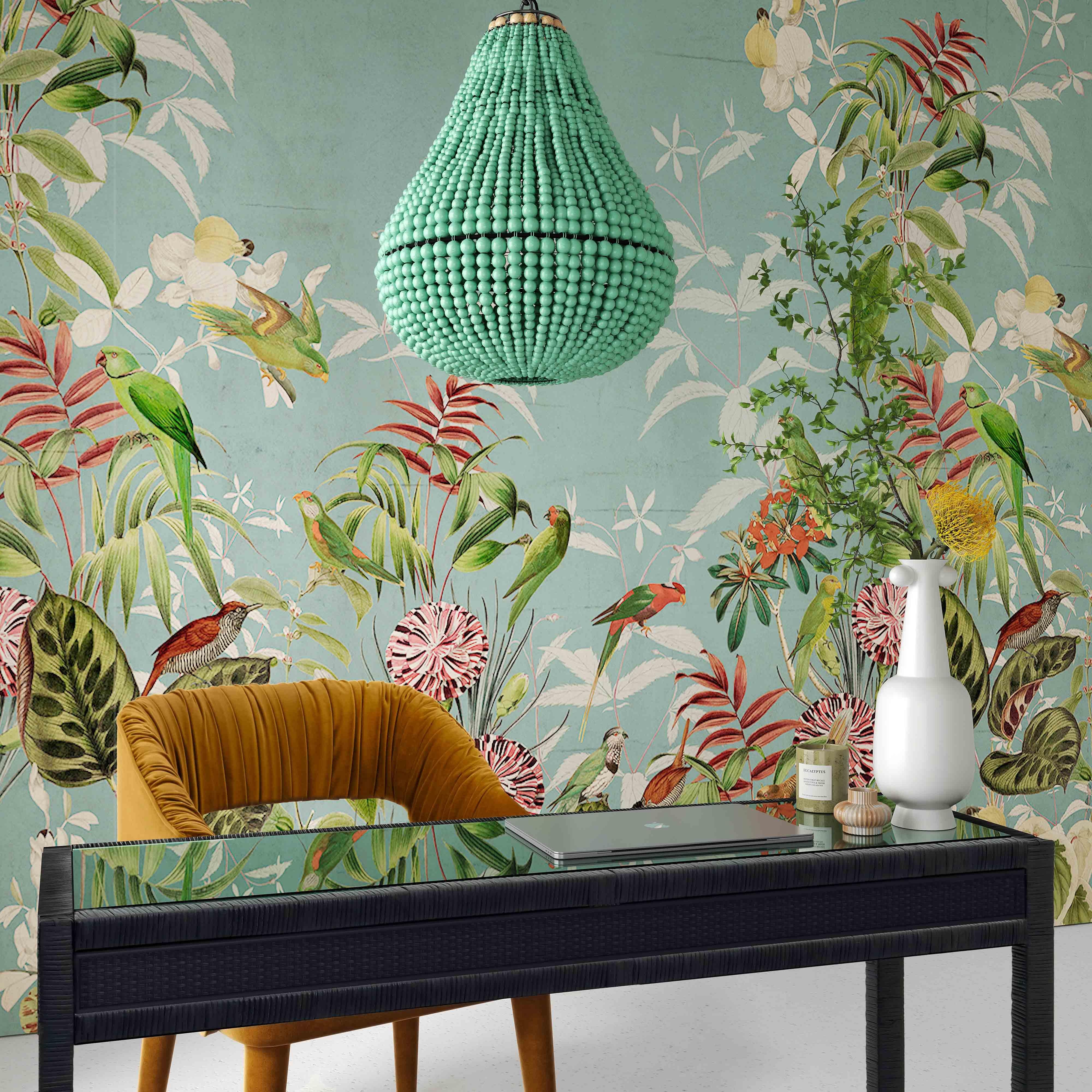 Palani Green Wooden Bead Chandelier - Image 5