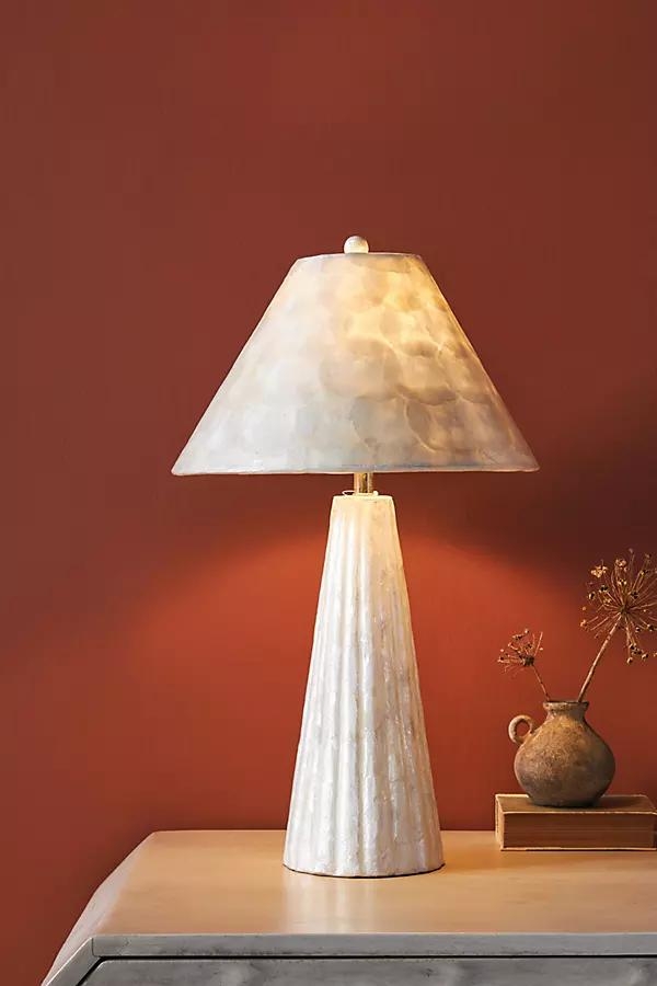 Anastasia Capiz Table Lamp By Anthropologie in White - Image 0