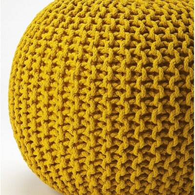 Pincushion Yellow Woven Pouffe - Image 0
