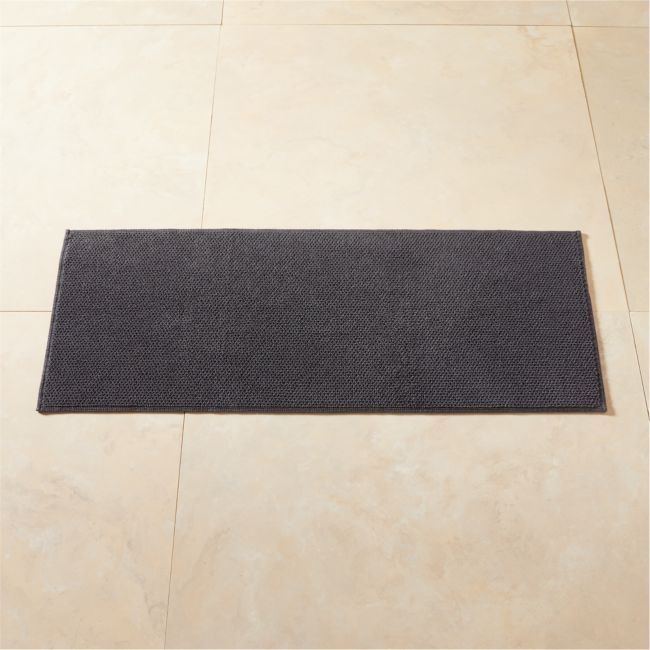 Arlow Organic Cotton Charcoal Grey Bath Runner Rug 24"x60" - Image 0