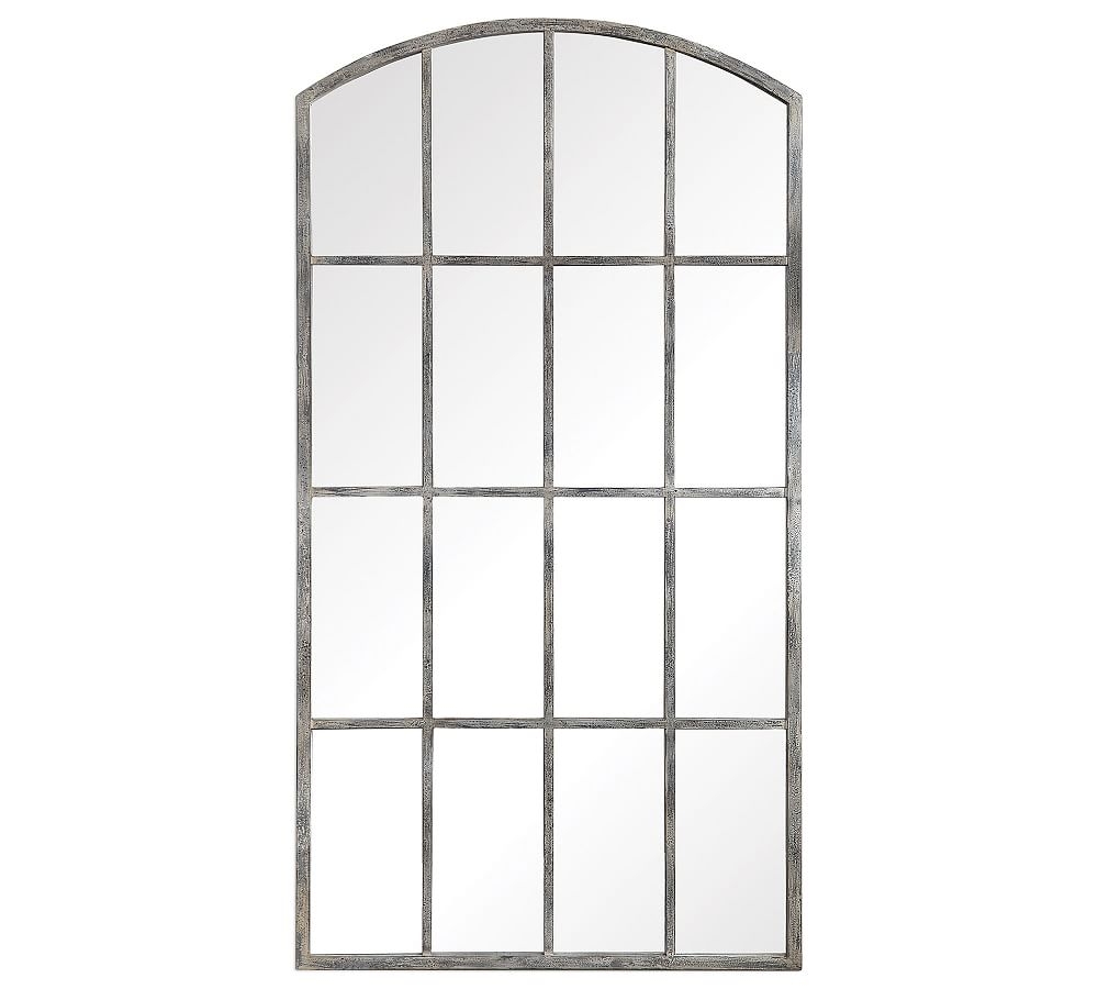 Eva Arch Windowpane Floor Mirror, 42"W x 82"H, Ivory - Image 0