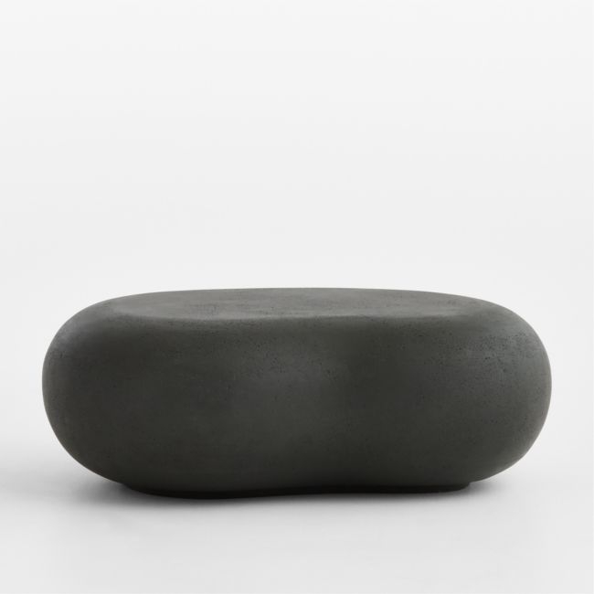 Pebble Charcoal Concrete 39" Oval Indoor/Outdoor Coffee Table by Leanne Ford - Image 0