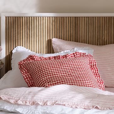 Heather Taylor Home Mini Gingham Ruffle Pillow Cover, 20"x20", Red - Image 3
