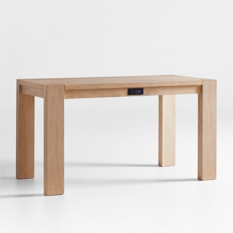 Terra 54" Natural White Oak Wood Desk with Power Outlets - Image 3