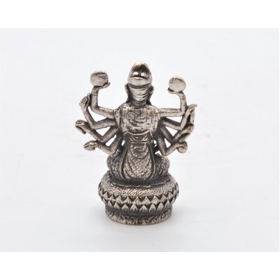 Small Sitting Quan Yin On Lotus With !2 Arms Figurine. Fine Hand Details On Solid Brass With Lovely Patina. 1.25 Inch Tall - Image 0