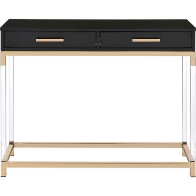 Metal Base Framed Console Table, Black And Gold - Image 0