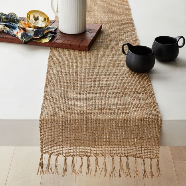 Open Weave Natural Table Runner 14"x90" - Image 0