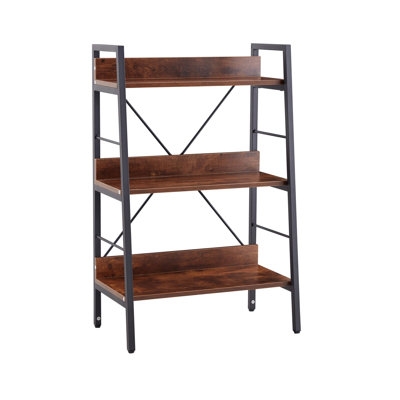 17 Stories 3 Layer Display Bookshelf H Ladder Shelf Storage Shelves Rack Shelf Unit Metal Frame - Image 0