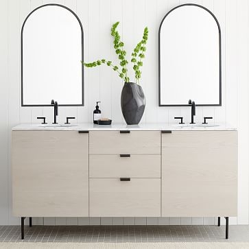 Delphine Double Wide 72" Bath Console, Feather Gray/Antique Brass - Image 1