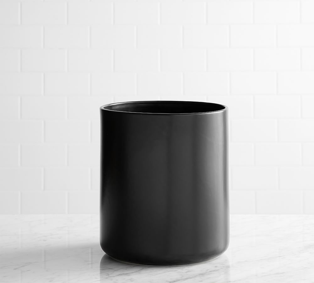Matte Black Ceramic Trash Can - Image 0