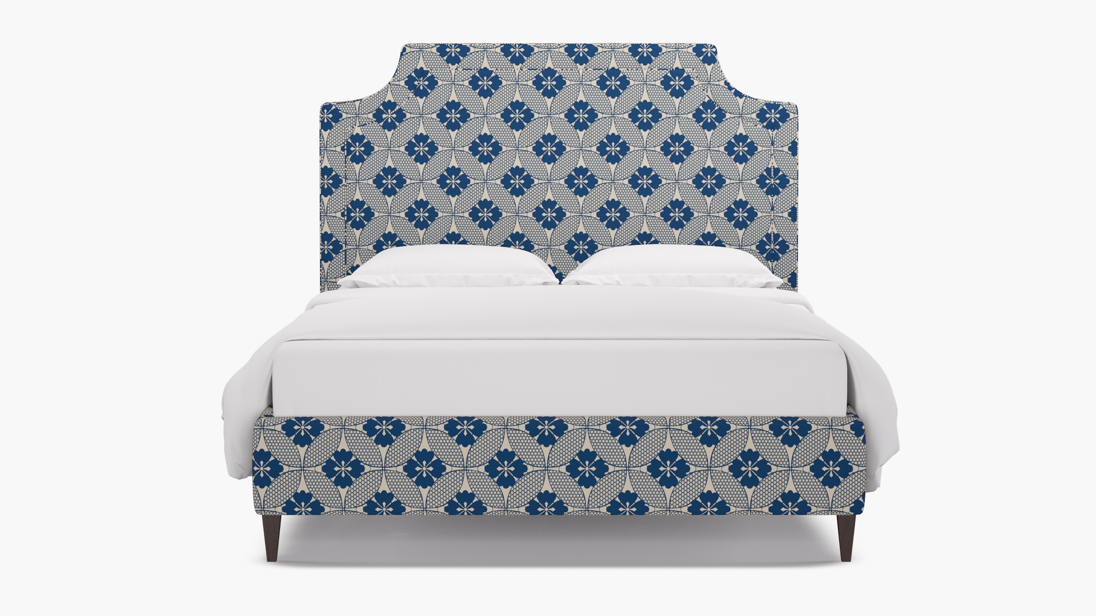 Deco Bed, Bright Navy Solaire, Espresso Square Tapered Leg, King - Image 0